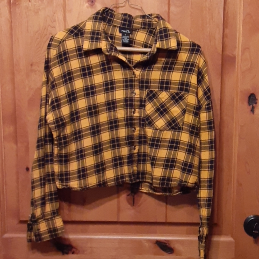 Flannel crop top shirt